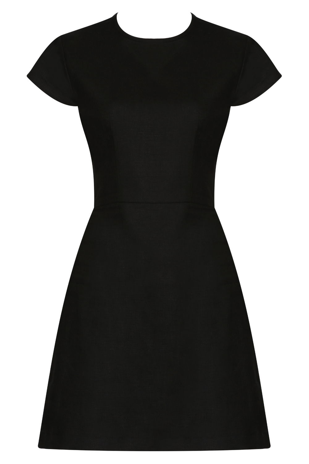 black backless pure linen dress