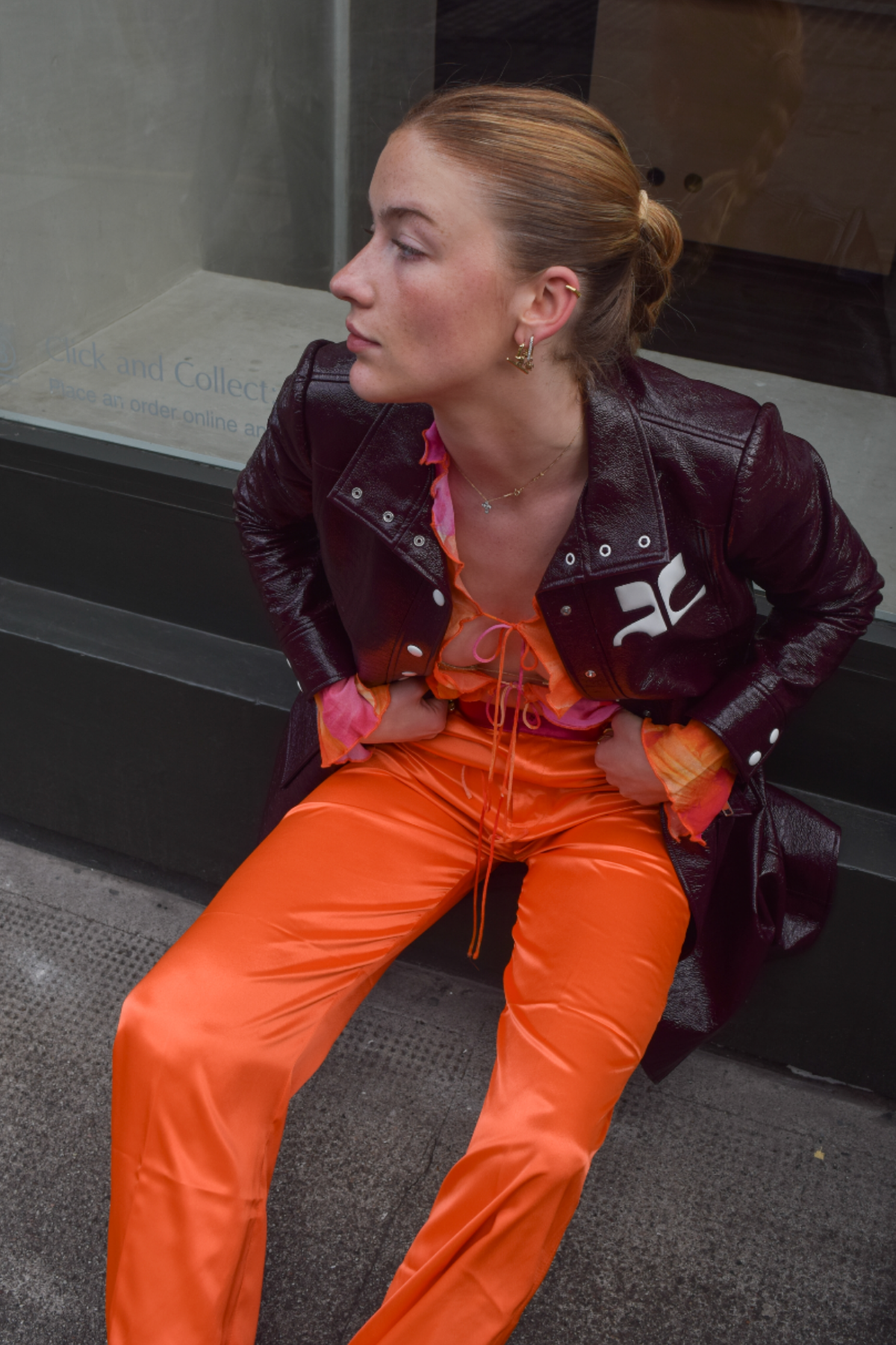 Orange 2025 leather trousers