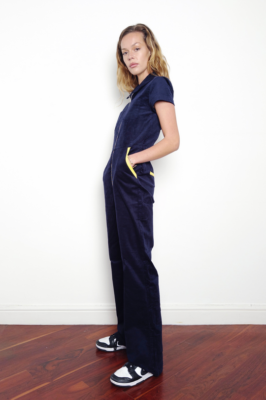 Navy Cord Jumpsuit - noemotions-store