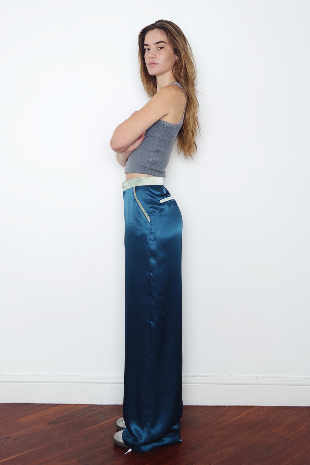Silk Trousers in Teal