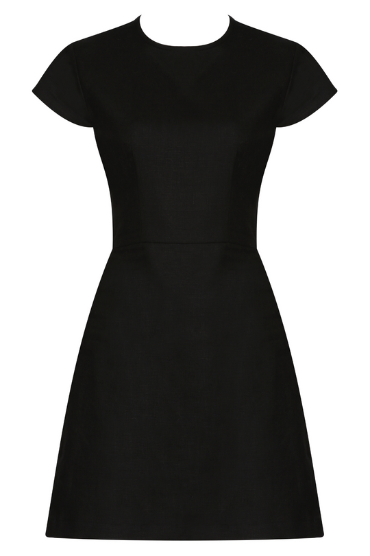 black backless pure linen dress