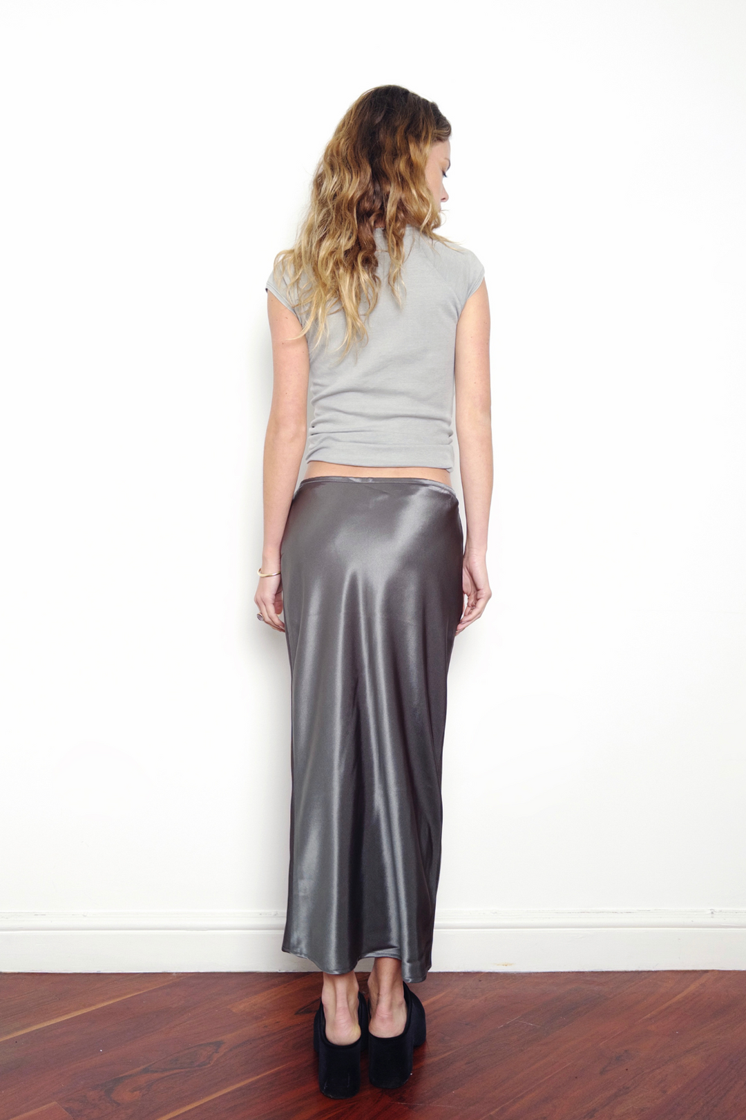 Gunmetal Grey Silk Skirt - noemotions-store