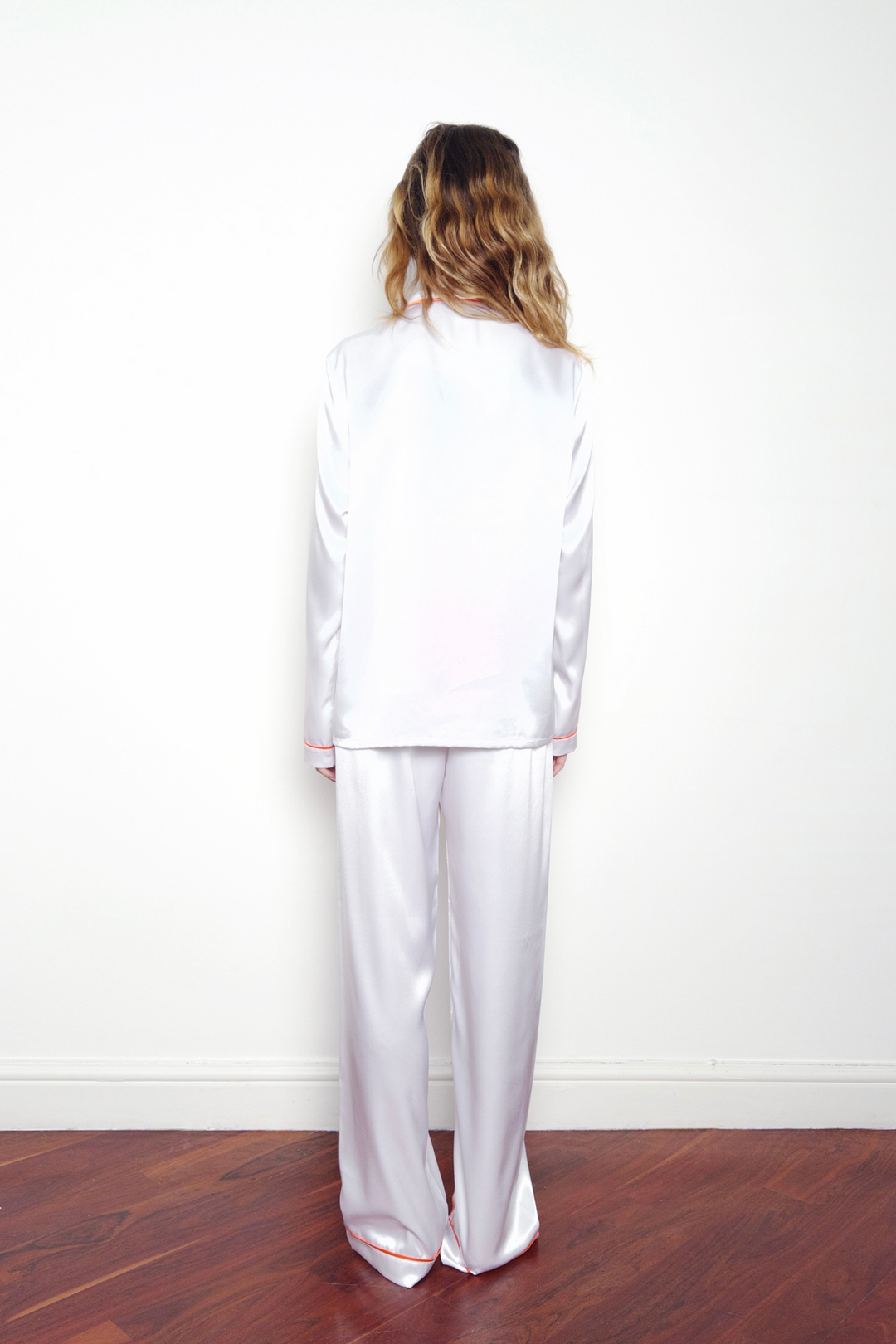 White Silk PJs Set no emotions No Emotions