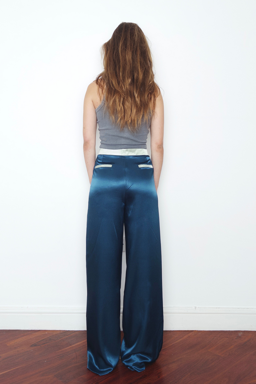 Teal Silk Trousers