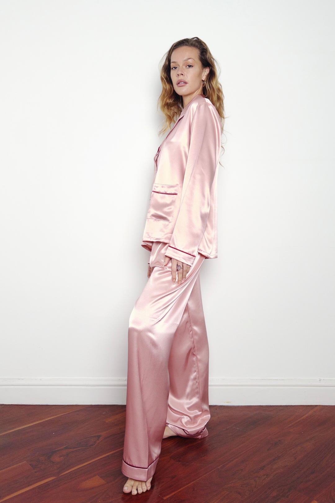 Pink Silk PJs Set no emotions No Emotions