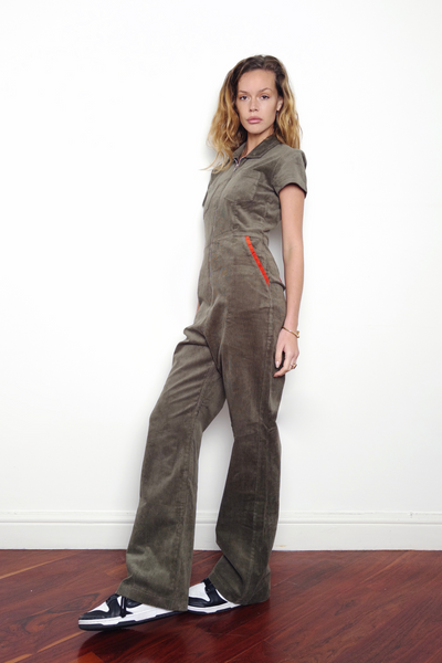 Khaki Cord Jumpsuit - noemotions-store