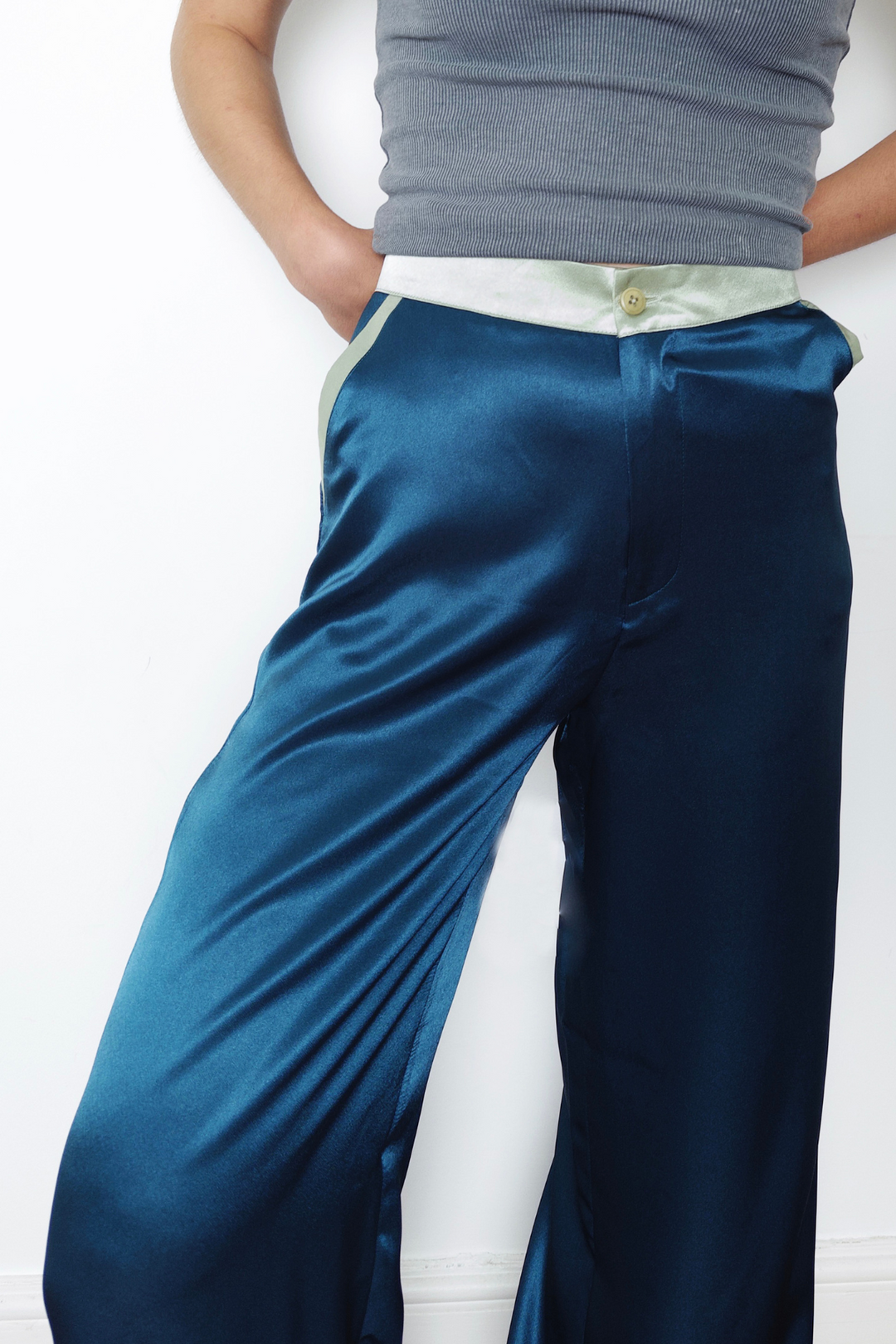 Silk Trousers in Teal