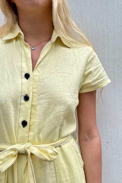 Yellow Linen Jumpsuit - noemotions-store